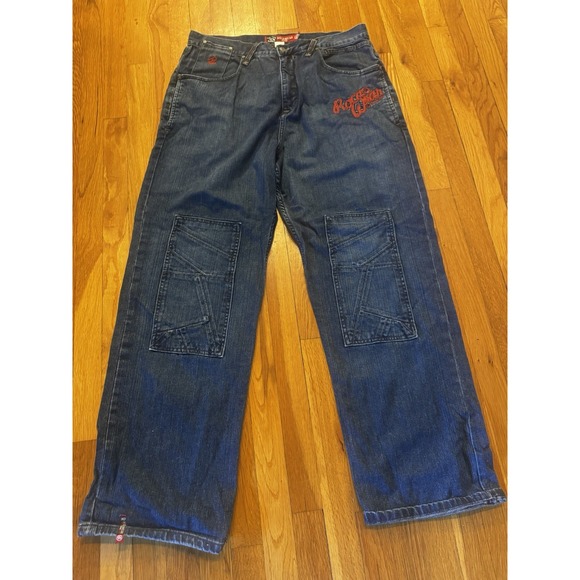 Vintage Rocawear Men's Jeans Patchwork Knees‎ Streetwear Y2K 38x33 Hip hop - Picture 1 of 14